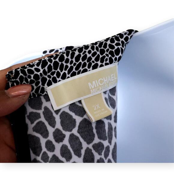 Michael Kors Animal Print Keyhole Midi Dress 2X - Picture 7 of 10